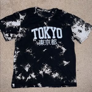 ROMWE Black and White Tie-dye T-shirt